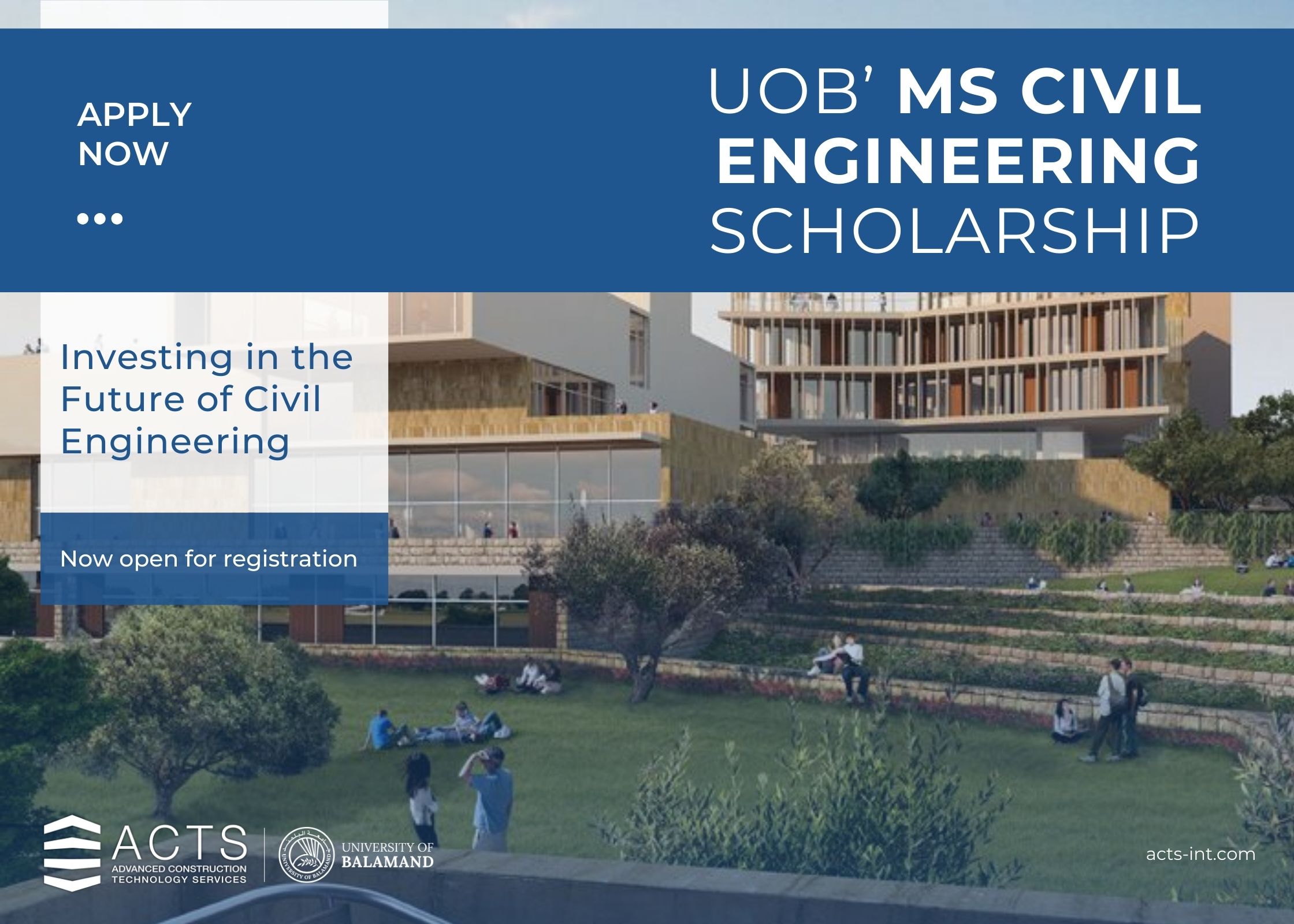 MS in Civil Engineering scholarship at UOB Lebanon by ACTS