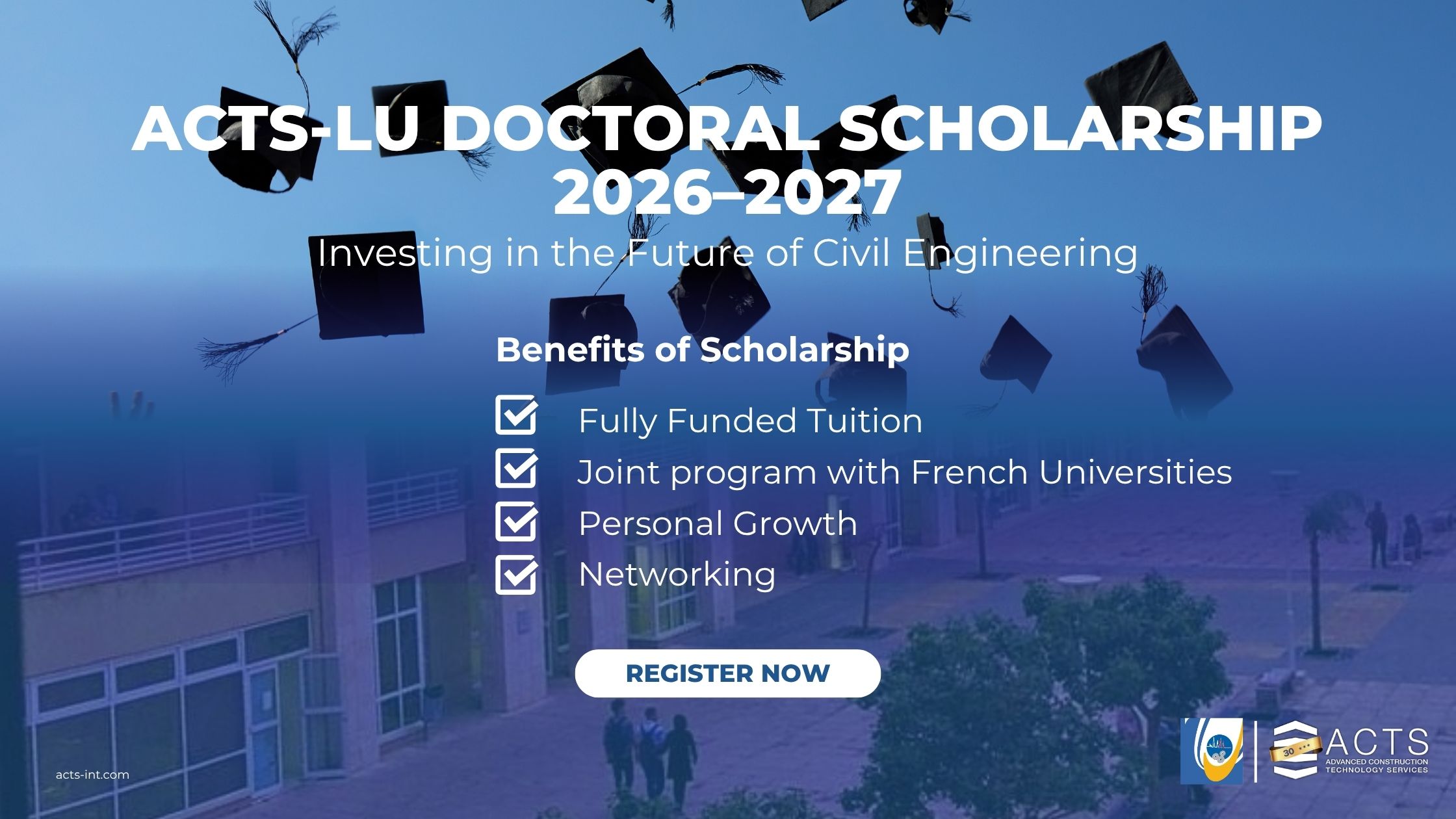 ACTS Doctoral Scholarship 2026–2027: Advancing Sustainable Construction Through Research